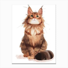 Maine Coon Cat Clipart Illustration 2 Canvas Print