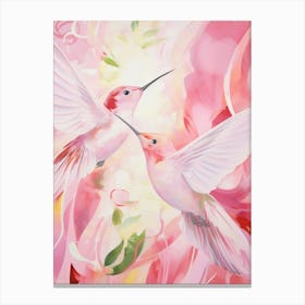 Pink Ethereal Bird Painting Hummingbird 2 Canvas Print