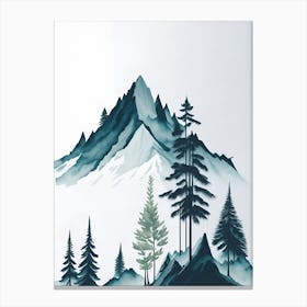 Mountain And Forest In Minimalist Watercolor Vertical Composition 159 Canvas Print