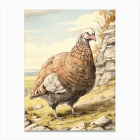 Storybook Animal Watercolour Turkey Canvas Print