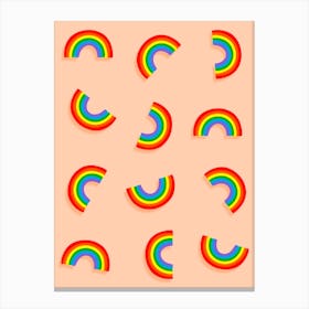 Rainbow Pattern on Orange Canvas Print