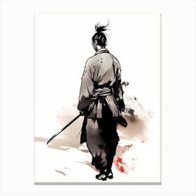 Japanese Samurai Warrior Sumi-e Canvas Print