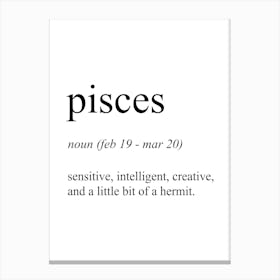 Pisces Star Sign Definition Meaning Canvas Print