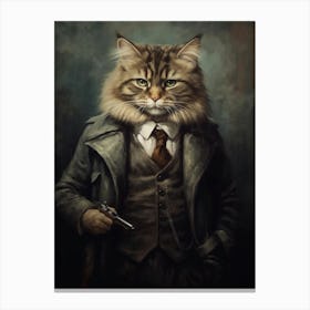 Gangster Cat Siberian 3 Canvas Print