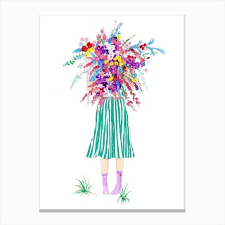 Bouquet Of Flowers Colourful In White Canvas Print