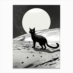 Cat In The Moonlight 1 Canvas Print