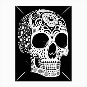Skull With Pop Art Influences 2 Doodle Canvas Print