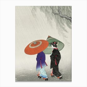 Two Women With Umbrellas Canvas Print