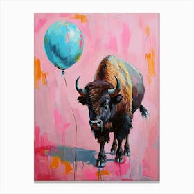 Cute Bison 1 With Balloon Canvas Print
