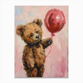 Cute Brown Bear 2 With Balloon Canvas Print