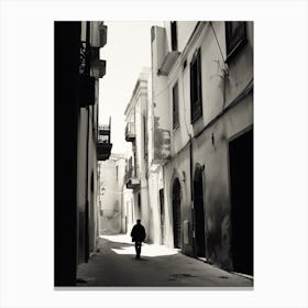 Cagliari, Italy, Mediterranean Black And White Photography Analogue 3 Canvas Print