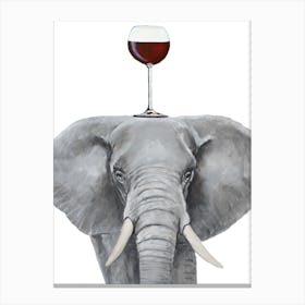 Elephant With Wineglass Canvas Print