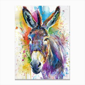 Donkey Colourful Watercolour 4 Canvas Print