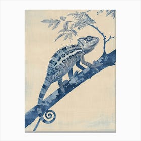 Blue Carpet Chameleon Block Print 4 Canvas Print