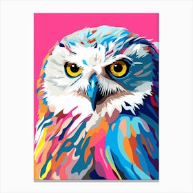 Colourful Geometric Bird Snowy Owl 1 Canvas Print