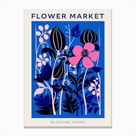 Blue Flower Market Poster Bleeding Heart Dicentra 2 Canvas Print