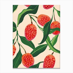 Lychee Fruit Pattern Illustration 3 Canvas Print