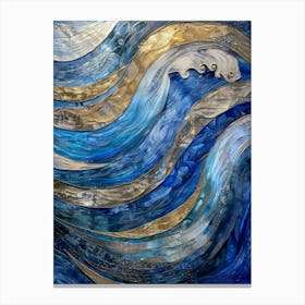 Blue And Gold Waves Canvas Print