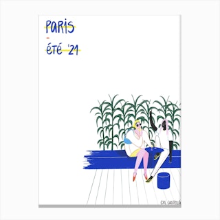 Summer In Paris Blue In White Canvas Print