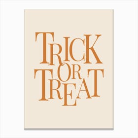 Modern Trick Or Treat Typography - Orange & White Canvas Print