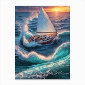 Sailboat In The Ocean Canvas Print