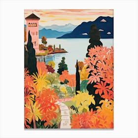 Isola Bella, Italy In Autumn Fall Illustration 2 Canvas Print