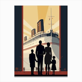 Titanic Family Boarding Ship Minimalist Illustration 1 Canvas Print