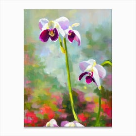 Lady Slipper Orchid 3 Impressionist Painting Plant Canvas Print