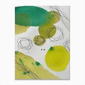 Abstract Watercolour Green Yellow Painting Canvas Print