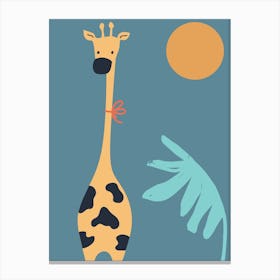 Giraffe Neutral Nursery Kids Teal Canvas Print