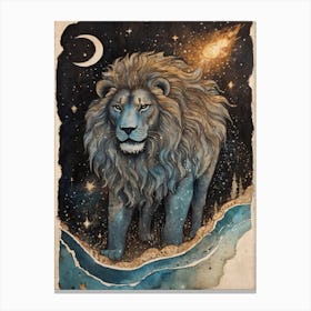 Astral Card Zodiac Leo Old Paper Painting (24) Canvas Print
