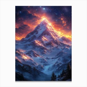 Mountain In The Night Sky Canvas Print