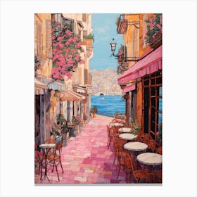 Cannes France 2 Vintage Pink Travel Illustration Canvas Print