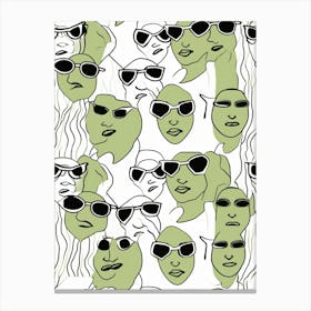Abstract Face With Glasses Line Drawing 4 Canvas Print