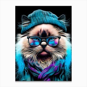 Cat With Glasses animal Canvas Print