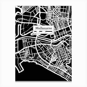 Melbourne City Map, Australia — Hand-drawn map, vector black map Canvas Print