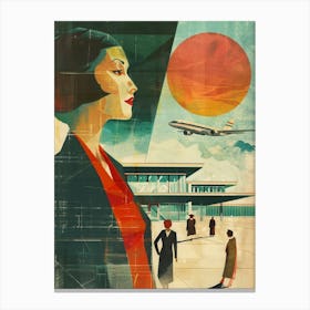 Narita Airport Retro Mid Century Modern Travel Canvas Print