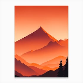 Misty Mountains Vertical Composition In Orange Tone 310 Canvas Print