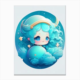 Neptune Kawaii Kids Space Canvas Print