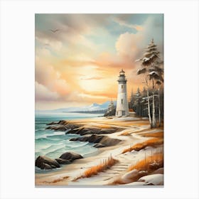 Lighthouse At Sunset 1 Canvas Print