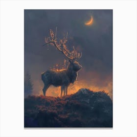 Deer In The Moonlight 10 Canvas Print