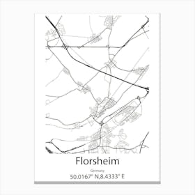 Florsheim,Germany Minimalist Map Canvas Print