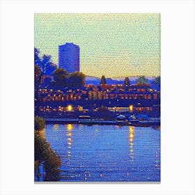 Riverside, City Us  Pointillism Canvas Print