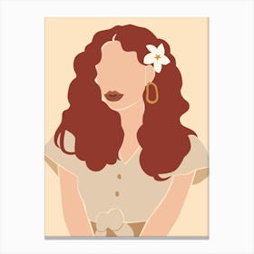 Woman Hand Drawing Boho Minimalist Pastel Colors 5 Canvas Print