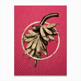 Gold Banana Glitter Ring Botanical Art on Viva Magenta Canvas Print