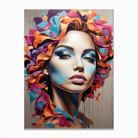 'The Girl With Colorful Hair' Canvas Print