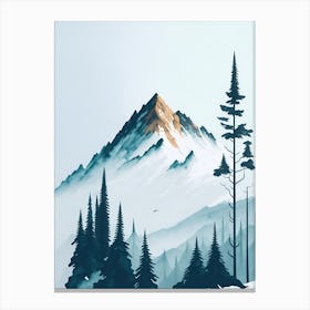 Mountain And Forest In Minimalist Watercolor Vertical Composition 127 Canvas Print