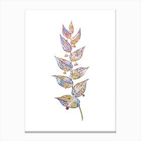 Stained Glass Twistedstalk Mosaic Botanical Illustration on White Canvas Print