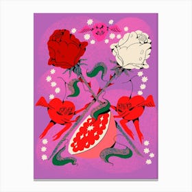 Cherries And Roses Canvas Print