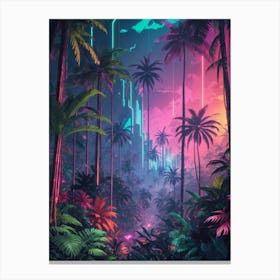 Neon Jungle Print Canvas Print